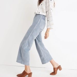 Madewell Pants Emmett Hi Rise Wide-Leg Crop Hipster Velveteen Slate Blue 27